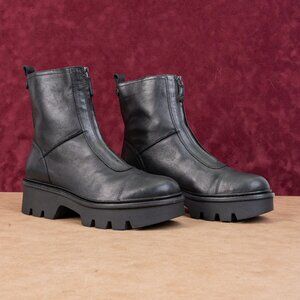 Sam Edelman Women Cooper Black Leather Platform Festival Fashion Zip Boots 10US